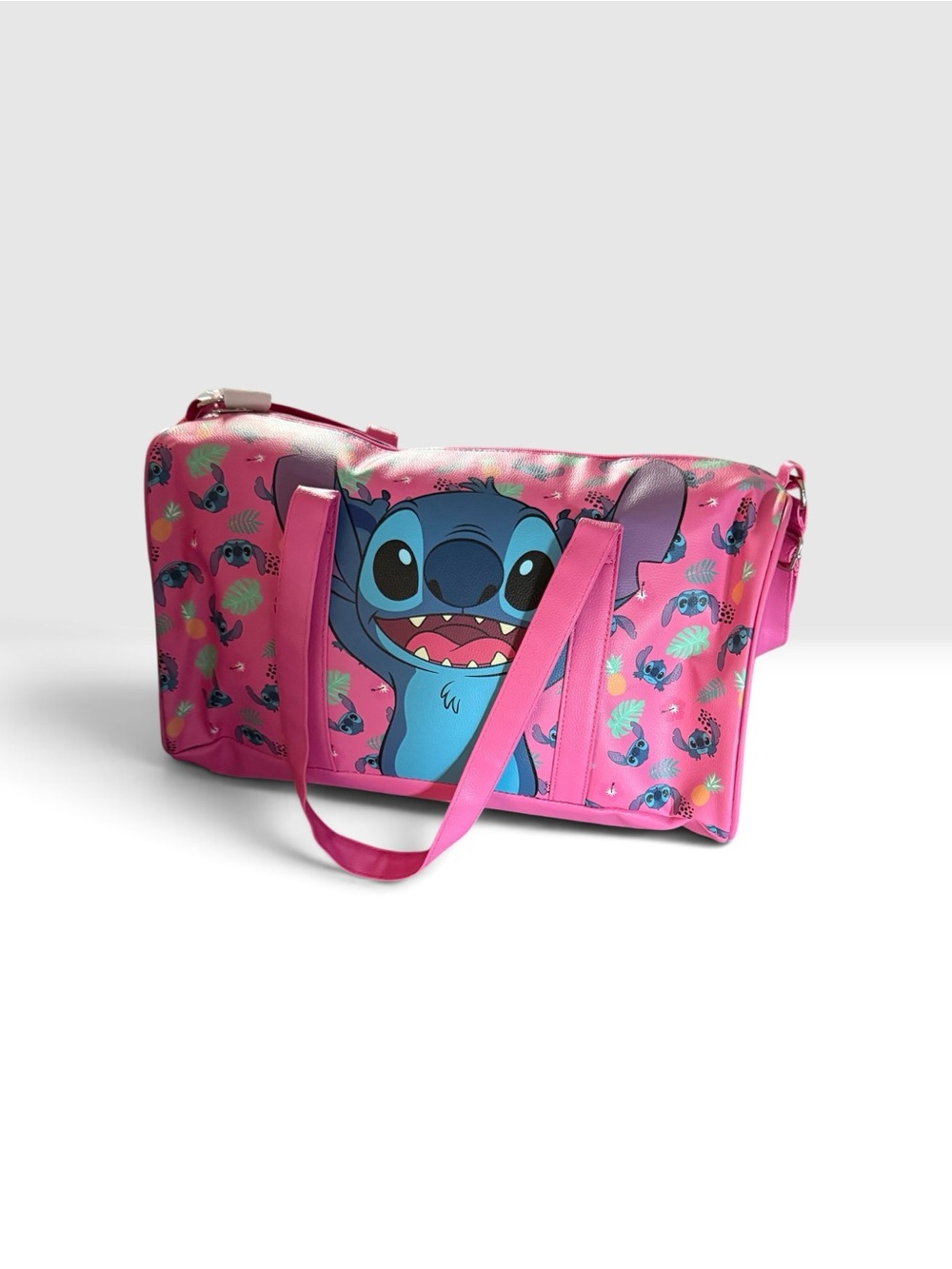 Disney Pink Stitch Graphic Travel Tote Bag